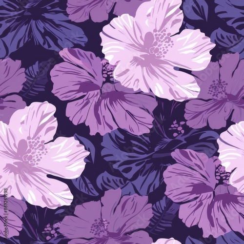 Vibrant Hibiscus Floral Pattern on Dark Background for Elegant Design