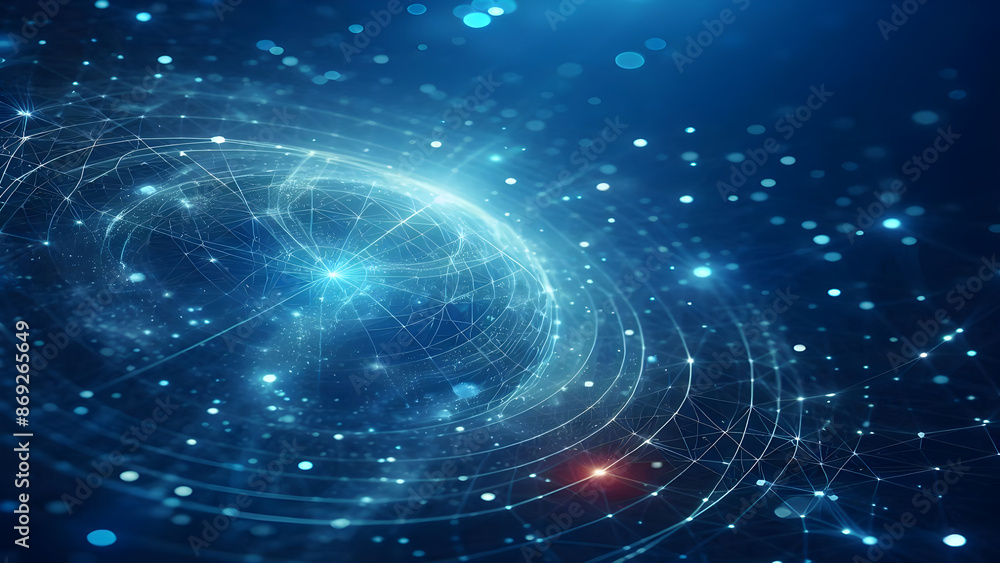 Blue abstract background with network grid and particles Blue abstract background with network grid and particles