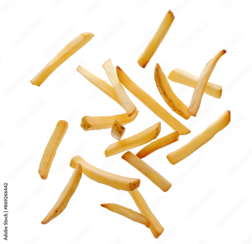 Potato sticks and sauce flying in the air, Isolated on Transparent background. Potato sticks and sauce flying in the air, Isolated on Transparent background.