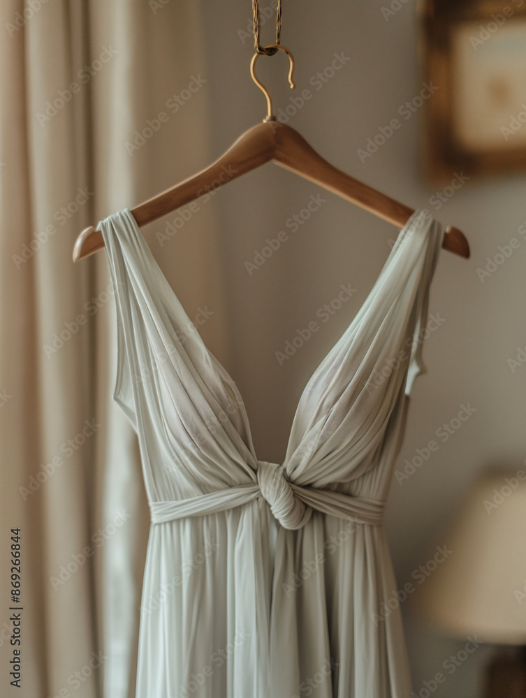 white dress on a wooden hanger white dress on a wooden hanger