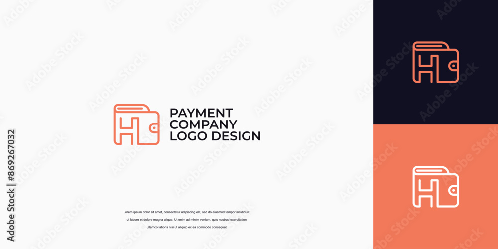 Fototapeta premium payment logo design, wallet logo with letter H