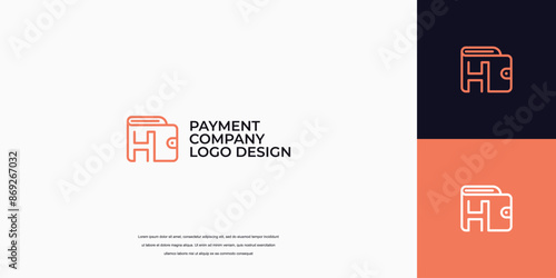 payment logo design, wallet logo with letter H