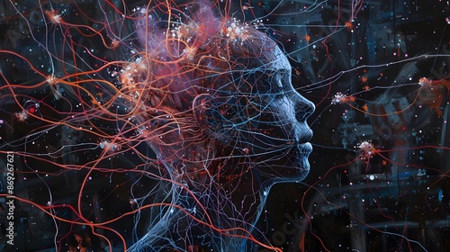 Wallpaper Mural Psychosocial Factors as a web of influences encompassing an individual, with threads representing socioeconomic status, social connections, and environmental exposures shaping mental health outcomes. Torontodigital.ca