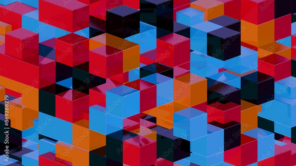 Obraz premium Abstract 3D Geometric Pattern with Colorful Interlocking Cubes