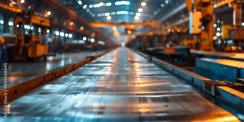 Industrial Factory with Illuminated Production Line and Modern Machinery Industrial Factory with Illuminated Production Line and Modern Machinery