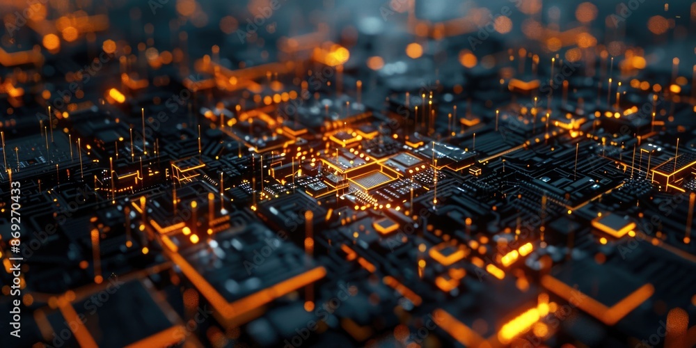 Nighttime city view with buildings and streets Nighttime city view with buildings and streets