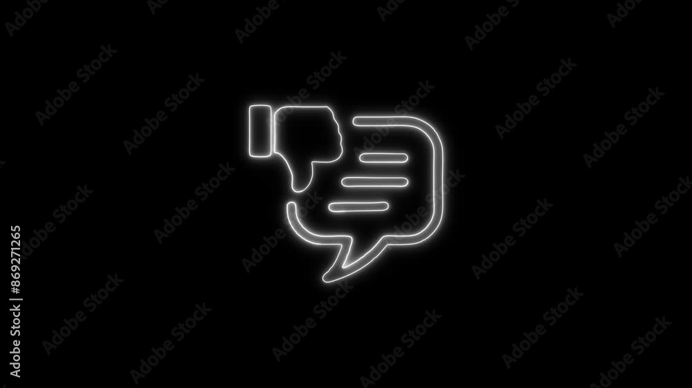 Glowing Neon Negative Feedback Icon - Animated Linear Symbol, Isolated on Black, 4K Ultra HD Motion Graphic Animation Glowing Neon Negative Feedback Icon - Animated Linear Symbol, Isolated on Black, 4K Ultra HD Motion Graphic Animation