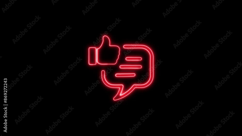 Glowing Neon Positive Feedback Icon - Animated Linear Symbol, Isolated on Black, 4K Ultra HD Motion Graphic Animation Glowing Neon Positive Feedback Icon - Animated Linear Symbol, Isolated on Black, 4K Ultra HD Motion Graphic Animation