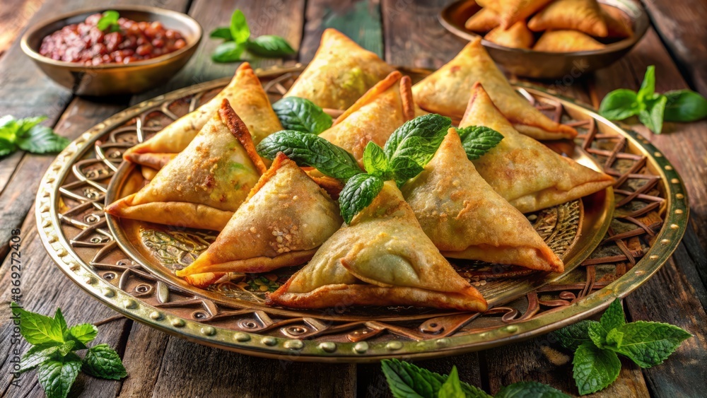 Samosas Are A Popular Indian Street Food Made With A Crispy Pastry Shell And Filled With Spiced Potatoes And Peas. Samosas Are A Popular Indian Street Food Made With A Crispy Pastry Shell And Filled With Spiced Potatoes And Peas.