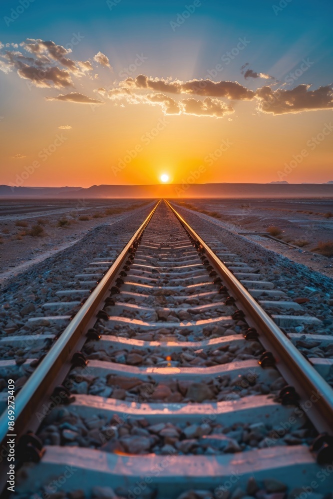 Train tracks leading into the sunset Train tracks leading into the sunset