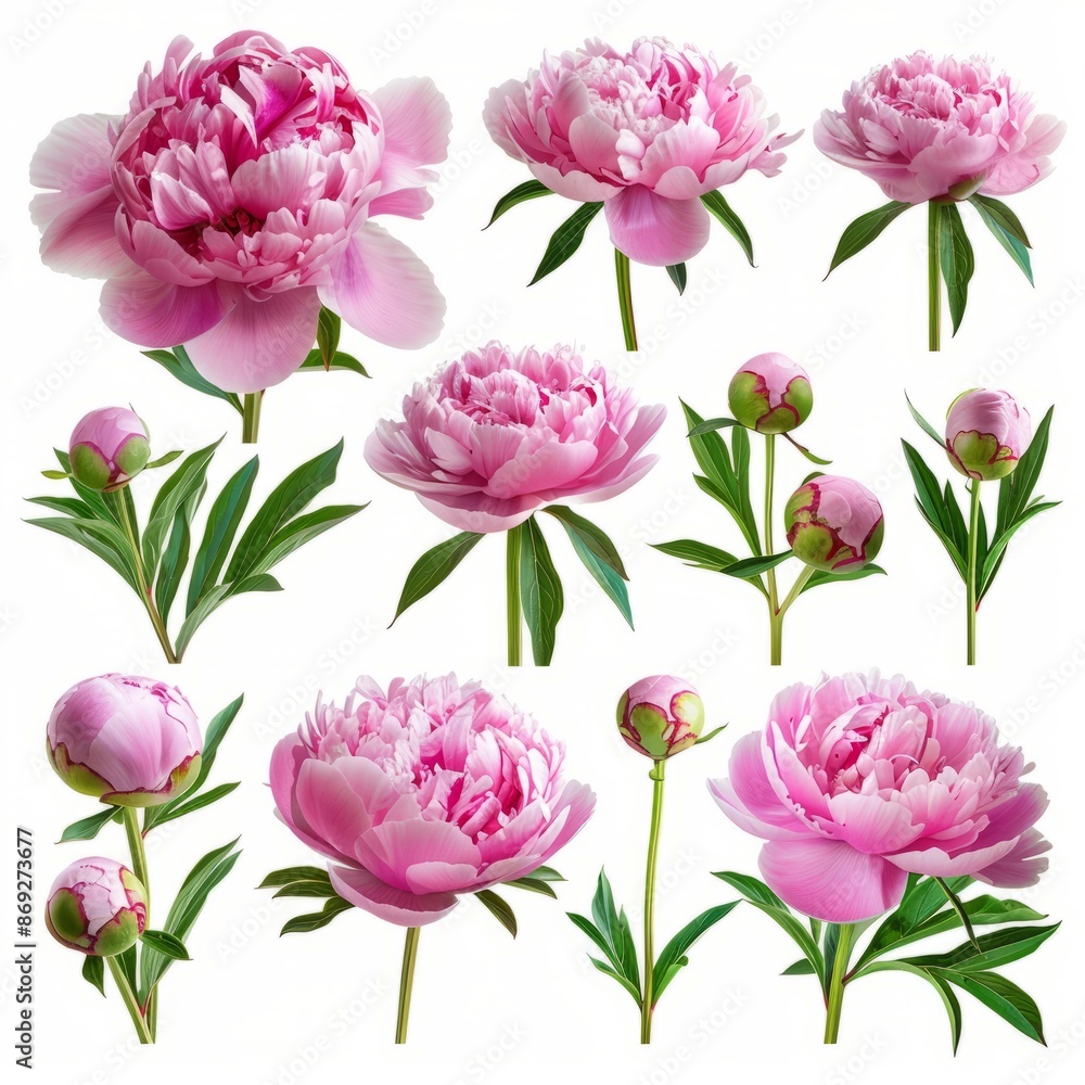 A Bunch of Pink Flowers on a White Background A Bunch of Pink Flowers on a White Background