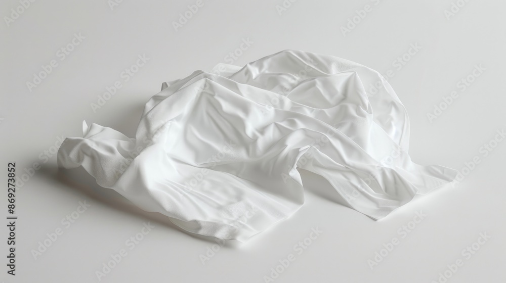A close-up view of a white cloth on a table, ideal for use in still life or product photography A close-up view of a white cloth on a table, ideal for use in still life or product photography