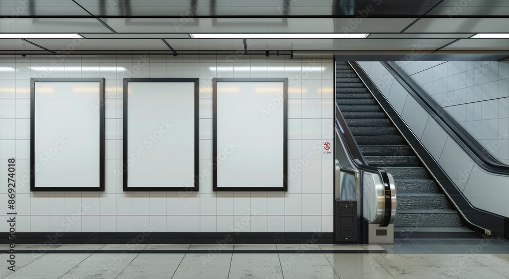 Blank Advertisement Posters in Subway Station Blank Advertisement Posters in Subway Station