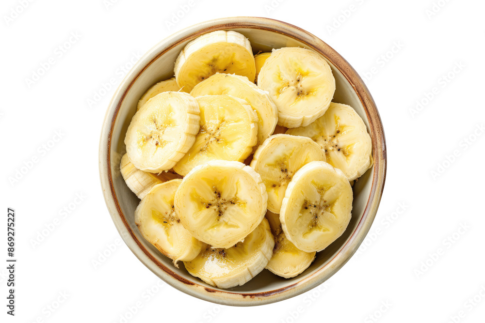 Banana slices in a bowl isolated on transparent background Banana slices in a bowl isolated on transparent background