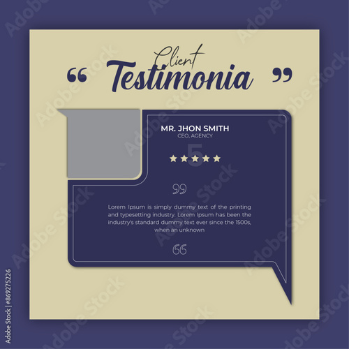 Customer feedback testimonial social media post design or client review social media post design template