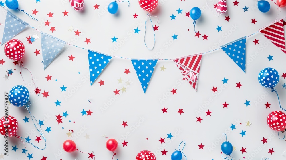 4th of July Independence Day Decorations Flat Background 4th of July Independence Day Decorations Flat Background