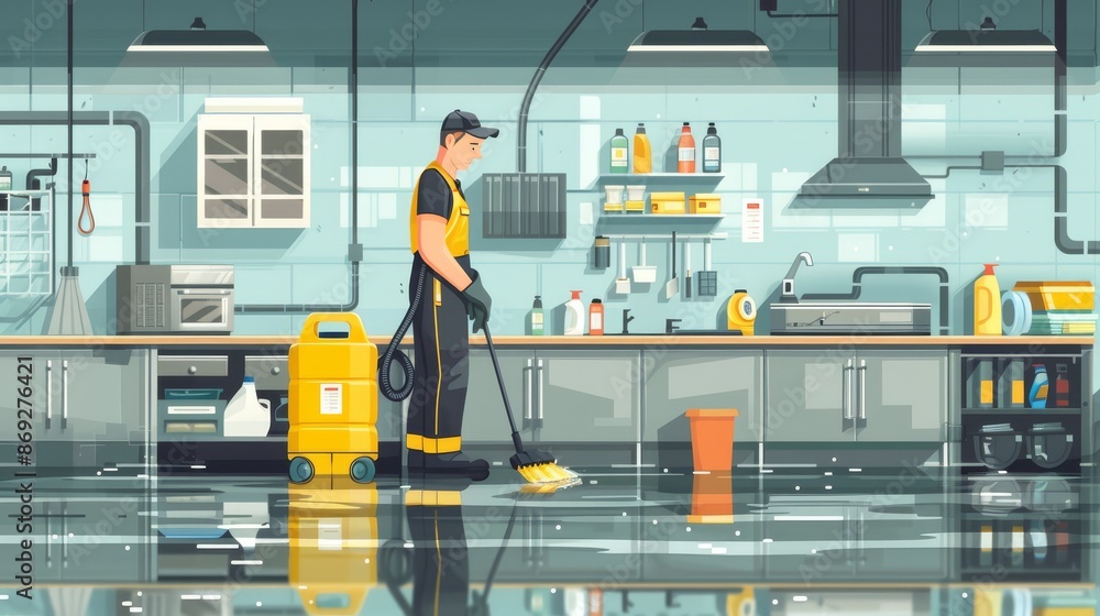 Man vacuum the carpet. Cleaning service concept. isolated illustration. Man vacuum the carpet. Cleaning service concept. isolated illustration.
