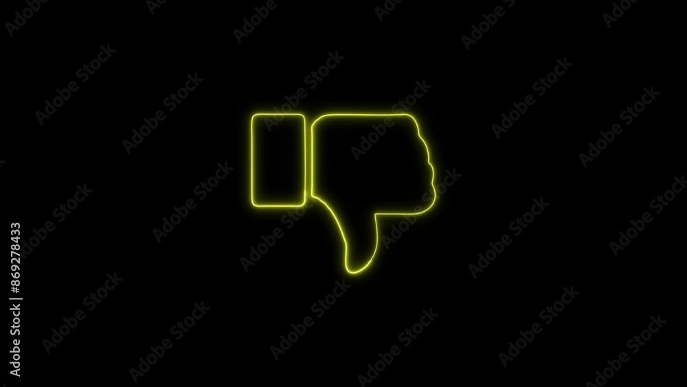 Glowing Neon Thumbs Down Black Icon - Animated Linear Symbol, Isolated on Black, 4K Ultra HD Motion Graphic Animation Glowing Neon Thumbs Down Black Icon - Animated Linear Symbol, Isolated on Black, 4K Ultra HD Motion Graphic Animation