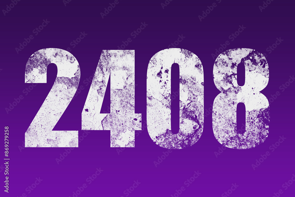 flat white grunge number of 2408 on purple background.	
