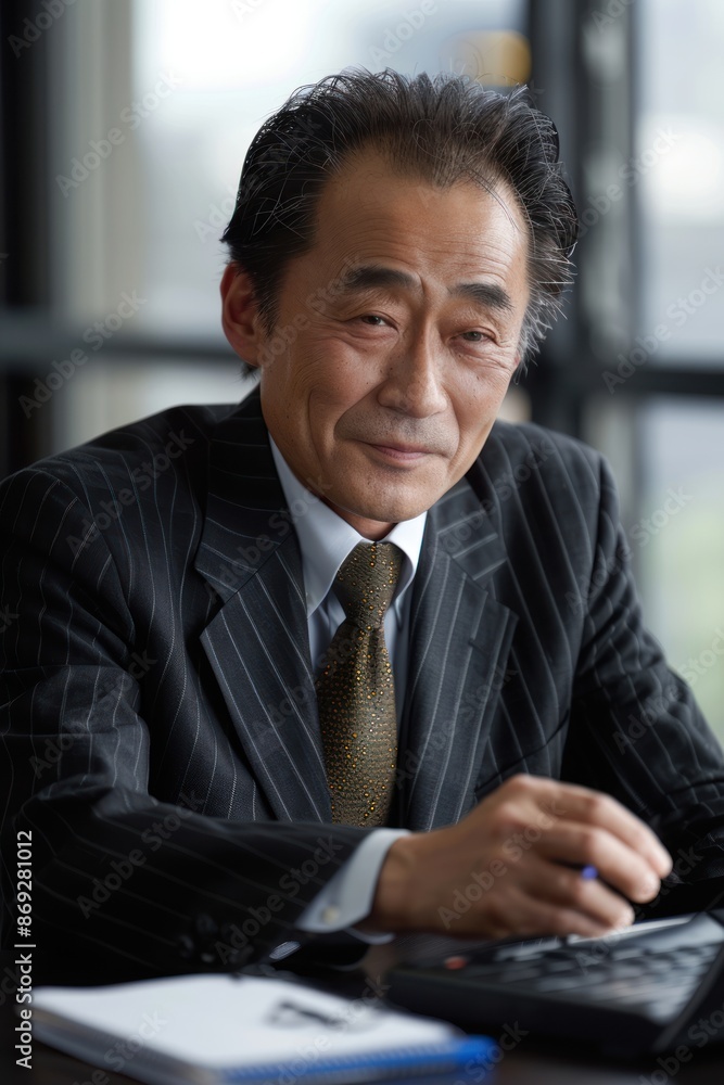 Portrait half-body of a Japanese professional preparing a slideshow for a business meeting, hyper-realistic, high detail, photorealistic Portrait half-body of a Japanese professional preparing a slideshow for a business meeting, hyper-realistic, high detail, photorealistic