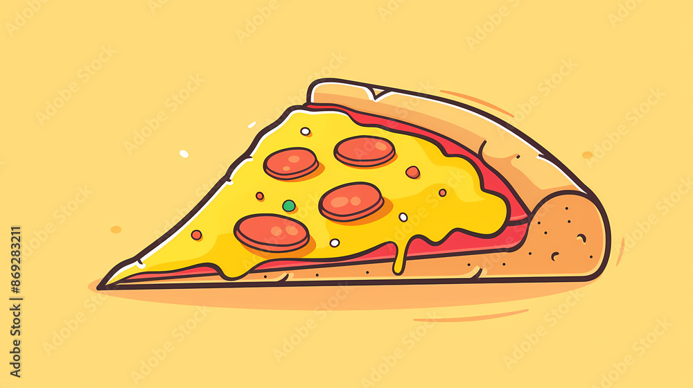Flat illustration of a slice of pizza Flat illustration of a slice of pizza