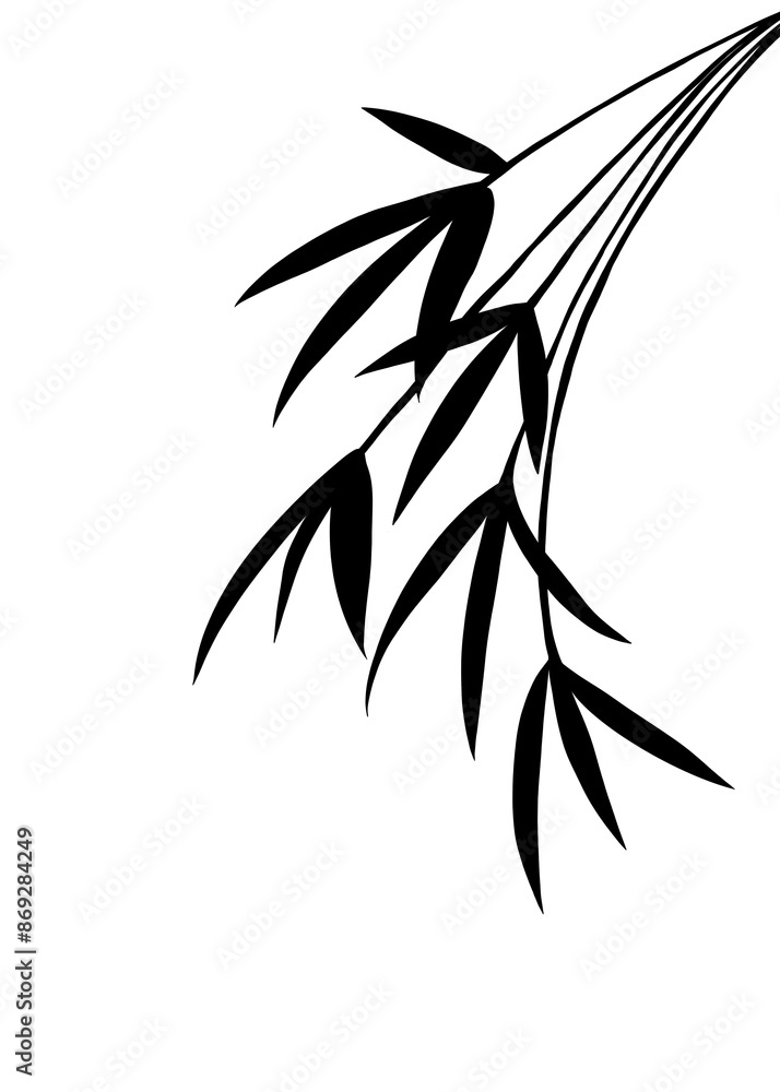 Obraz premium Black natural leaf bamboo shadow element for decoration. On isolate background. 