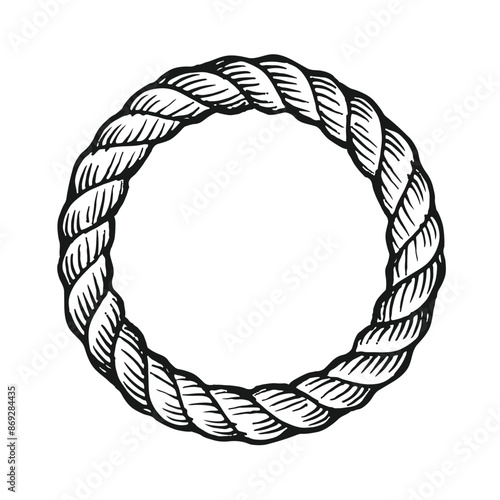 Rope border vector for round frame. Vector illustration