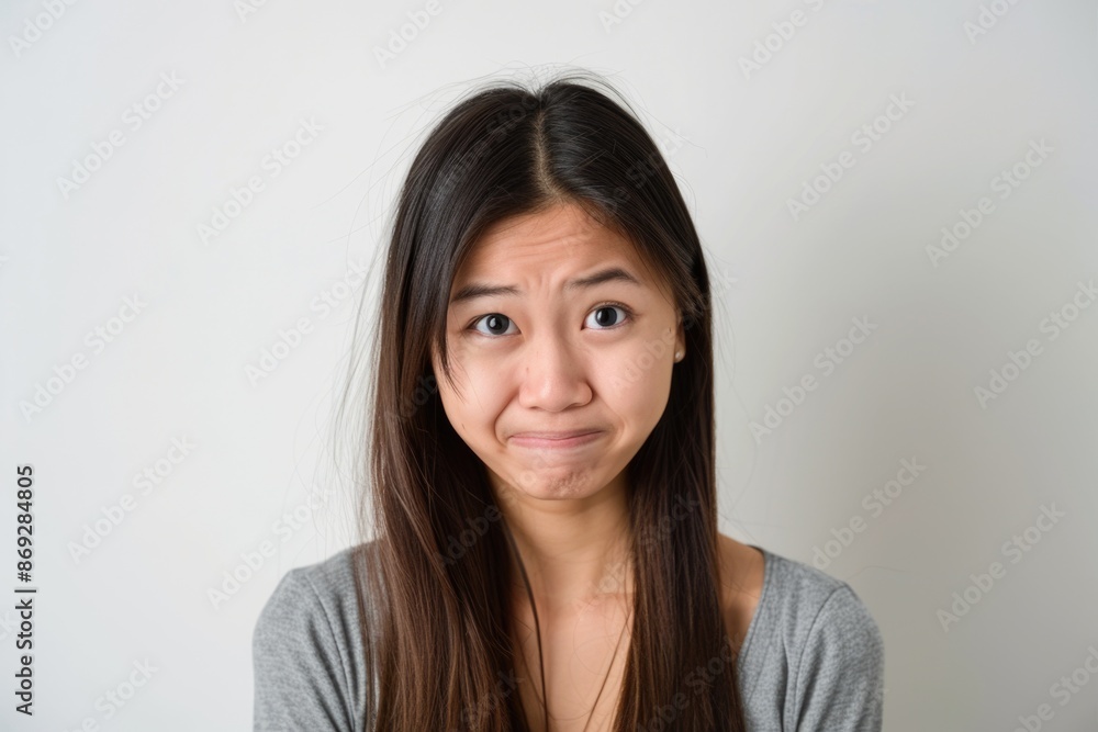 A woman with a shocked or surprised facial expression A woman with a shocked or surprised facial expression