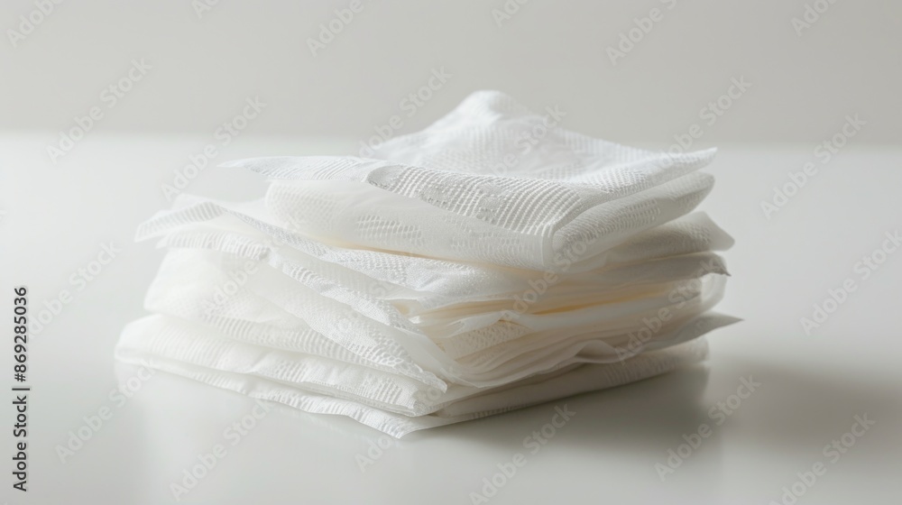 A stack of white napkins sitting on a table, perfect for decorating or as a prop in your scene A stack of white napkins sitting on a table, perfect for decorating or as a prop in your scene