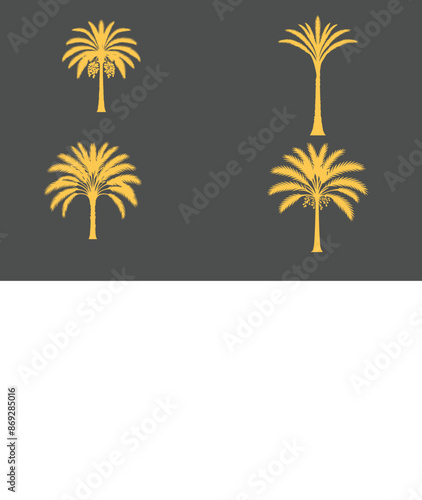 Date Palm tree silhouette vector in various shape