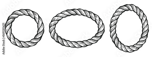 rounded rope frame on white background vector illustration