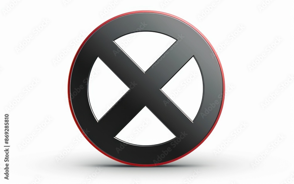 A black prohibited sign vector icon with a red outline. The icon is isolated on a white background A black prohibited sign vector icon with a red outline. The icon is isolated on a white background