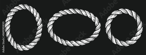 rounded rope frame on black background vector illustration