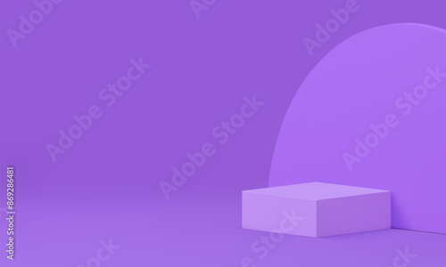 3d purple showroom interior podium pedestal mock up for show realistic vector illustration