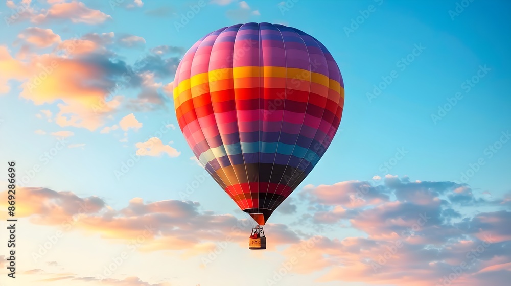 Fototapeta premium Hot air balloon in the sky with clouds in the background 