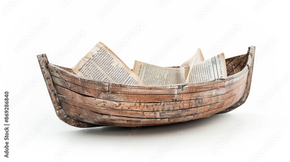 Wooden Boat Filled with Old Books Wooden Boat Filled with Old Books