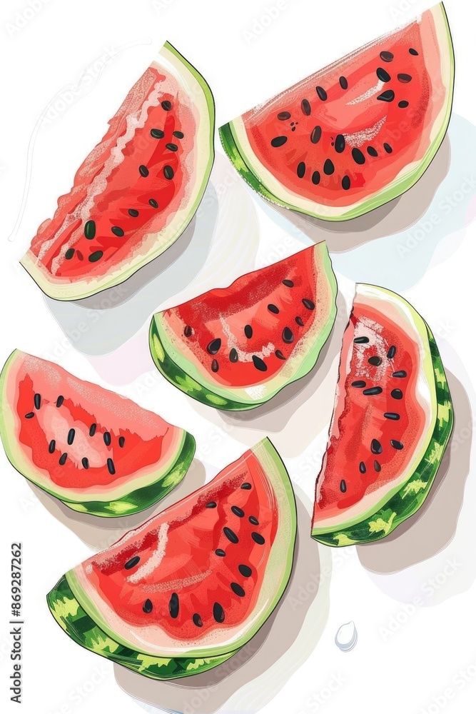 A plate filled with fresh watermelon slices, perfect for snacking or serving at a party A plate filled with fresh watermelon slices, perfect for snacking or serving at a party