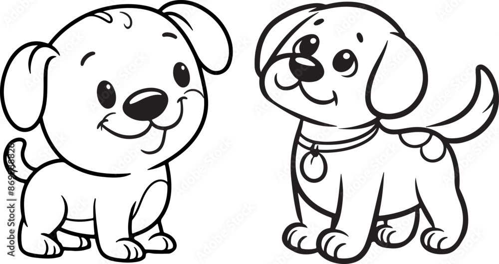 Art and Illustration of cute Dog vector outline image. Kids coloring book. Art and Illustration of cute Dog vector outline image. Kids coloring book.
