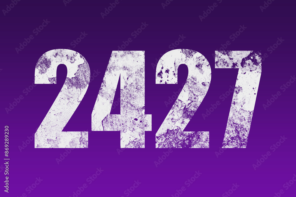 flat white grunge number of 2427 on purple background. flat white grunge number of 2427 on purple background.