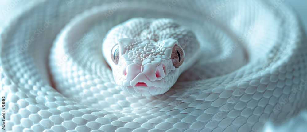 Fototapeta premium close up of a python A white snake.Generative AI