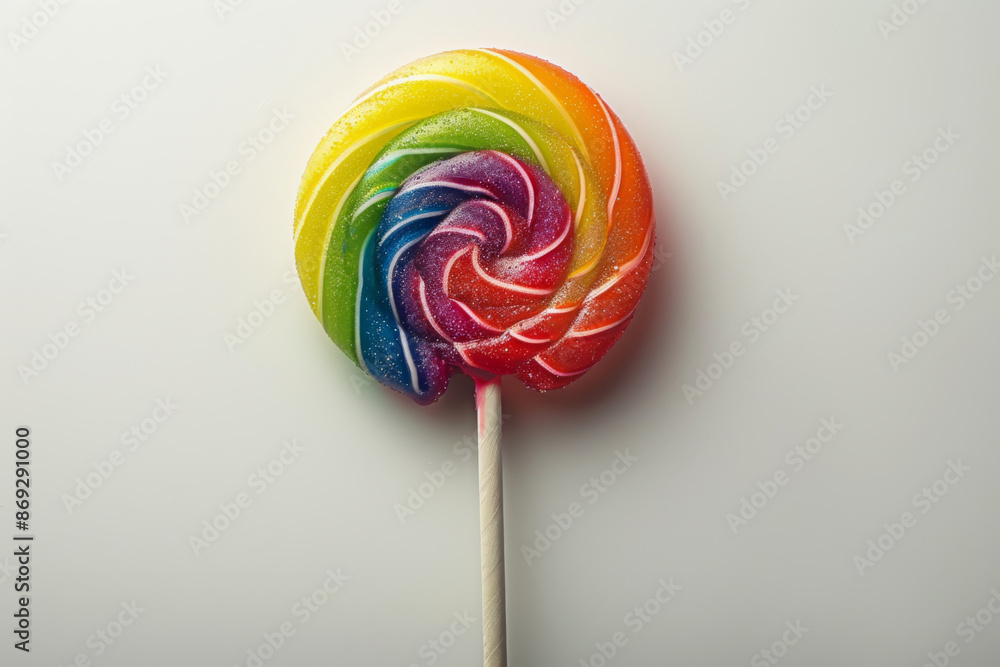 Rainbow Swirl Lollipop on White Background Rainbow Swirl Lollipop on White Background