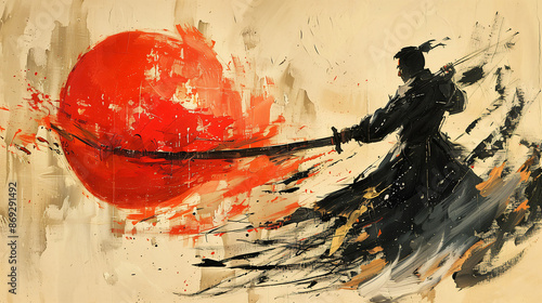 Illustration Japanese Samurai abstract art background