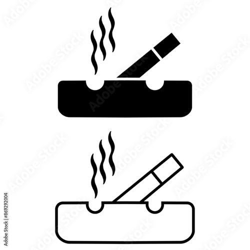 Ashtray Icon, Cigarette Ashtray Vector Art Illustration on white background