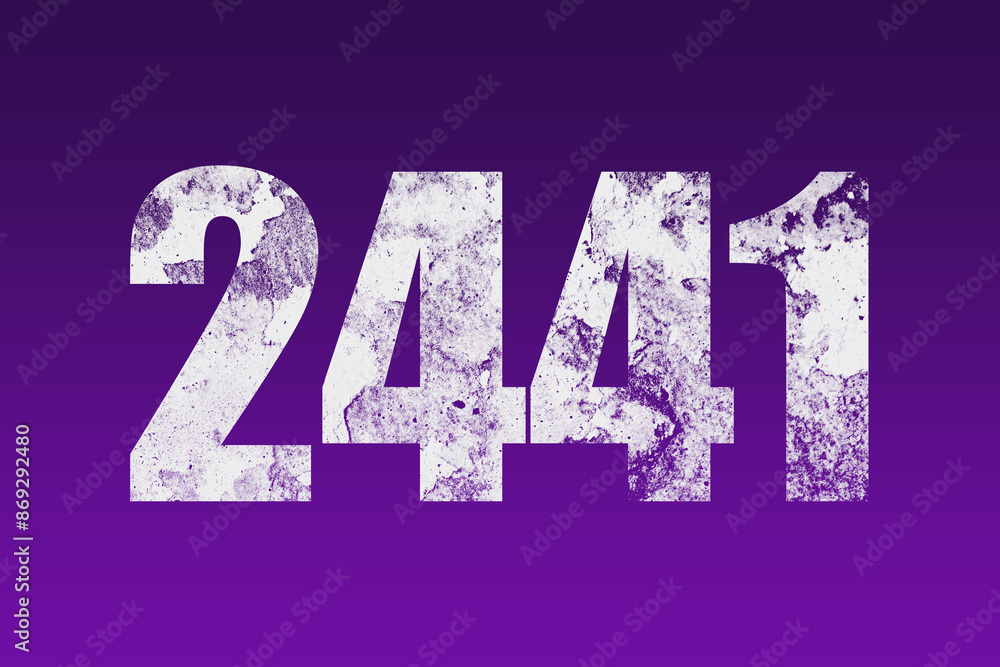 flat white grunge number of 2441 on purple background. flat white grunge number of 2441 on purple background.