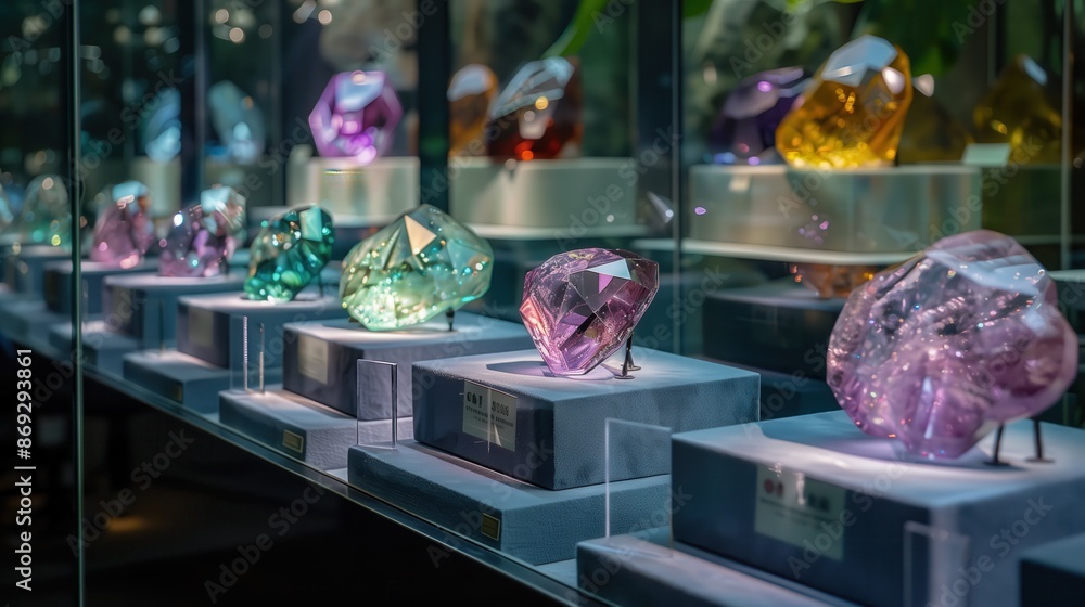 Rare gemstone displayed in a high-security showcase Rare gemstone displayed in a high-security showcase