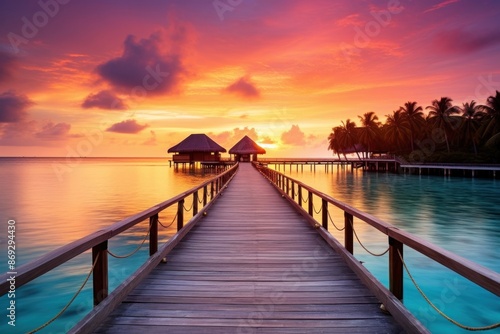 Sunset maldives scenery landscape outdoors horizon. © Rawpixel.com