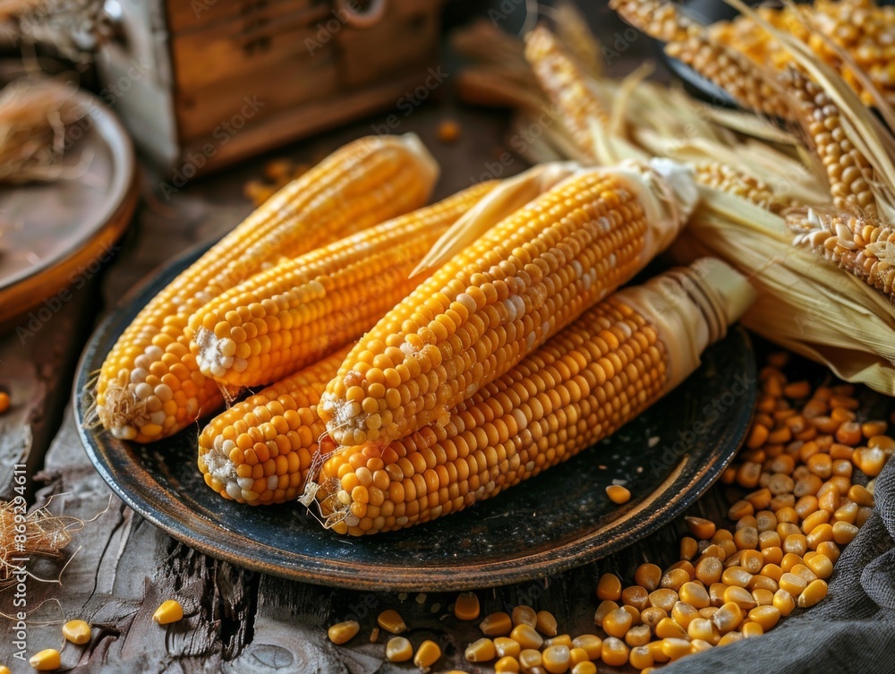 Tasty corn cobs on plate Tasty corn cobs on plate