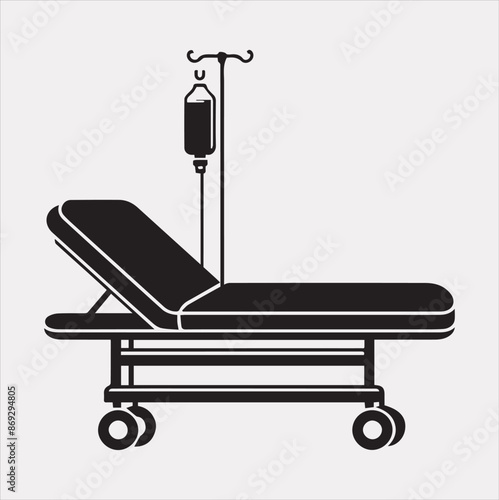 medical bed vector silhouette illustration
