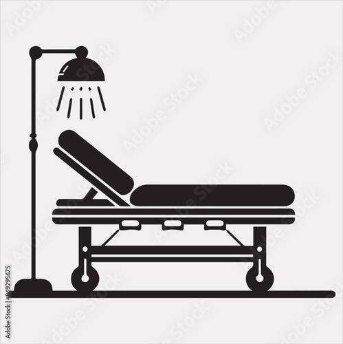 medical bed vector silhouette illustration