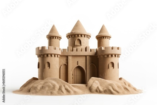 Intricate sandcastle with towers